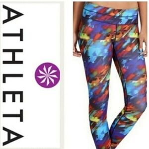 Athleta Sonar Color Burst Multi color yoga fitness leggings Size XS